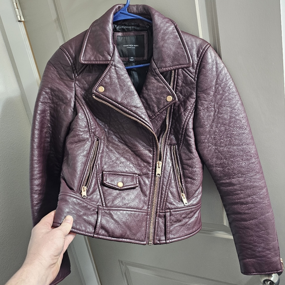 Andrew Marc Women's Leather Jacket Marc New York XS Burgundy